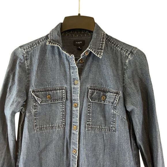 J.Crew Utility Shirt Dress Long Sleeve Button Down Size 6 Style BA822 - Picture 3 of 7
